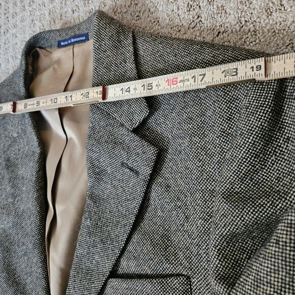 Lands'End 100% Lambswool Men's Tweet Blazer SZ 40R Black/Beige Sport Coat Preppy - Picture 14 of 15